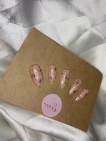 Beden Taşlı gold parıltı nail art takma tırnak