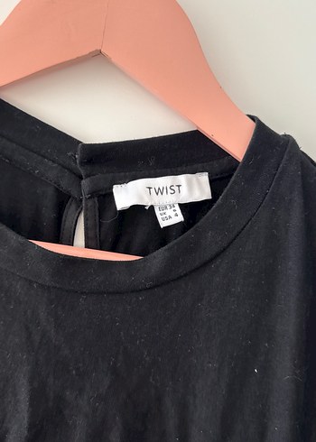Twist Dantel Detaylı Siyah Midi Triko Elbise