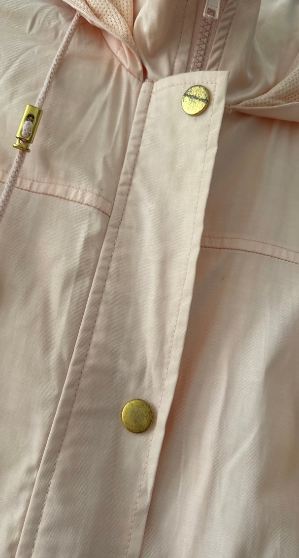 Düğmeli Pembe Yağmurluk - Görsel 3