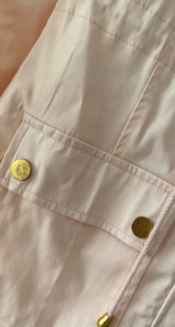 Düğmeli Pembe Yağmurluk - Görsel 2