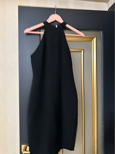 38 Beden siyah Renk Halter yaka siyah elbise