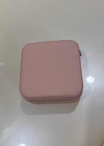Pastel Pembe Süet Fermuarlı Takı Çantası