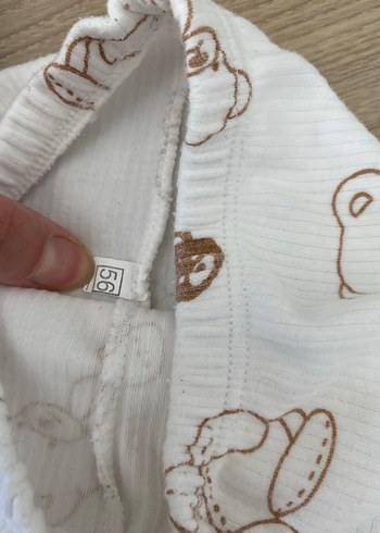3-6 Ay Beden beyaz Renk Bebek Ayıcık Desenli Rahat Pantolon