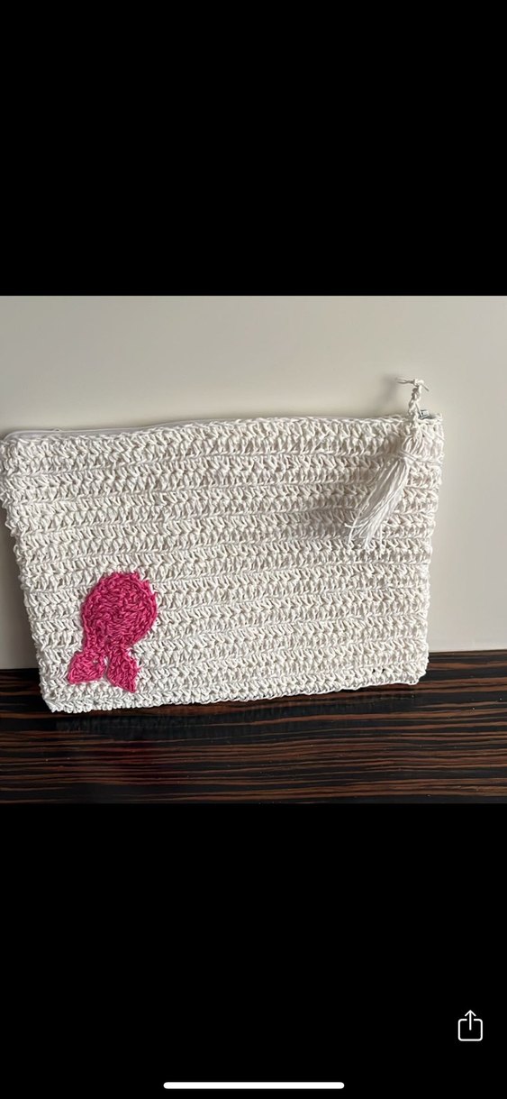 Nakışlı Beyaz Örgü Kadın Portföy Çanta - Görsel 3