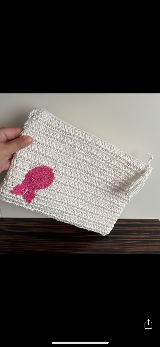 Nakışlı Beyaz Örgü Kadın Portföy Çanta - Görsel 2