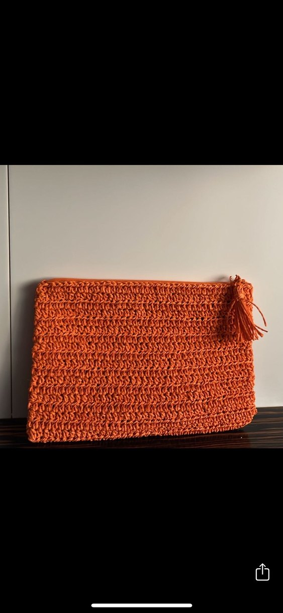 Turuncu Örgü Kadın Portföy Çanta - Görsel 2