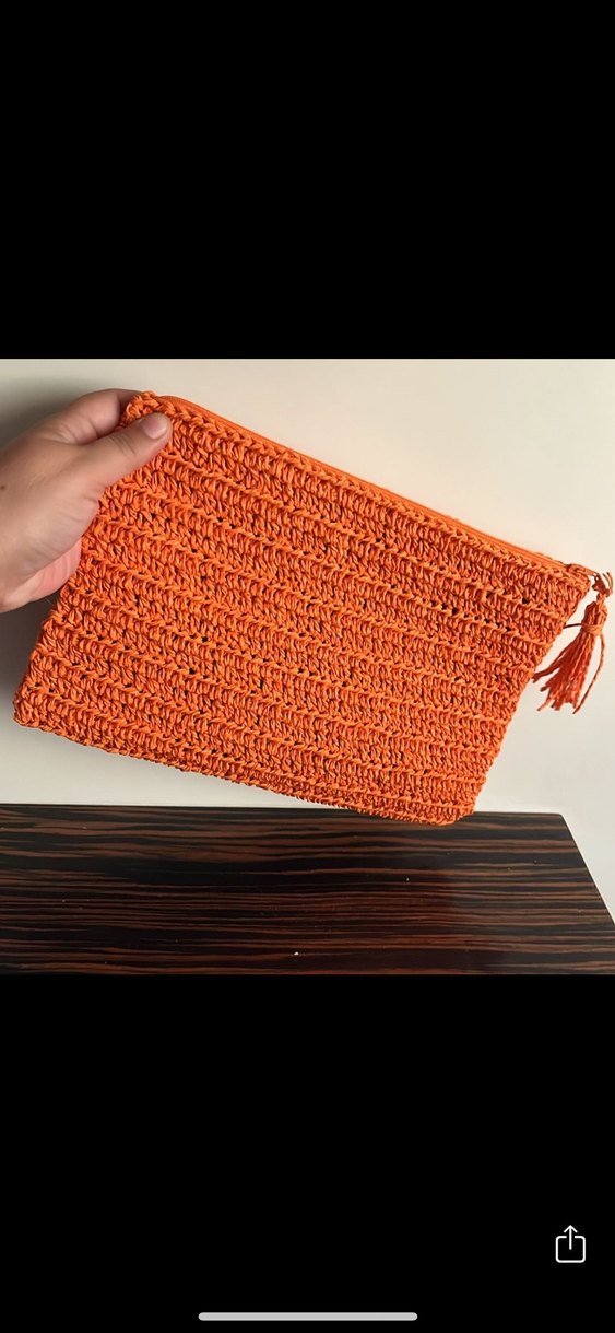 Turuncu Örgü Kadın Portföy Çanta - Görsel 3