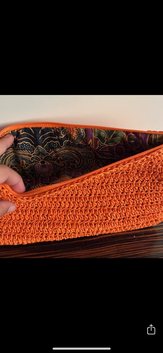 Turuncu Örgü Kadın Portföy Çanta - Görsel 4