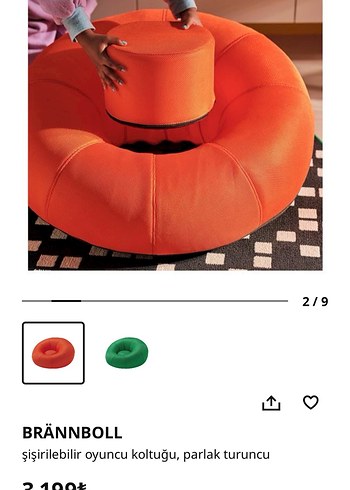 BRÄNNBOLL Şişirilebilir Parlak Turuncu Oyuncu Koltuğu - Görsel 2