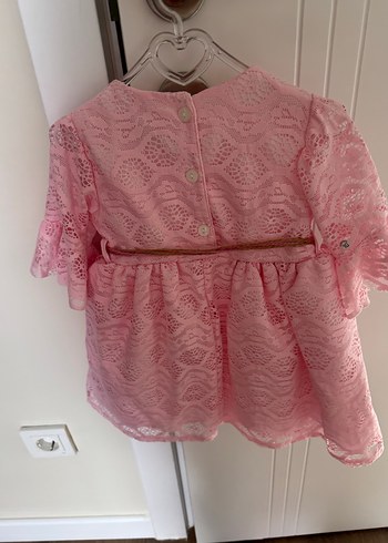 Pembe Dantel Kız Elbisesi, Uzun Kollu - Görsel 3