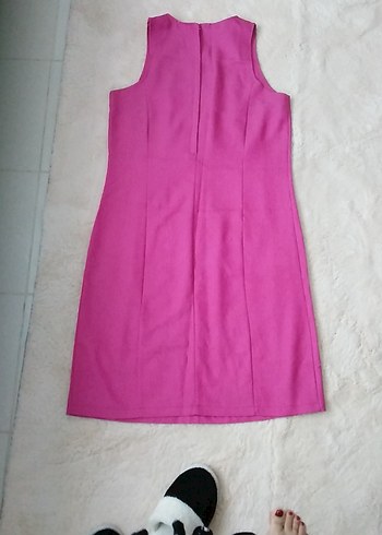 m Beden pembe Renk Pembe Kolsuz Midi Elbise