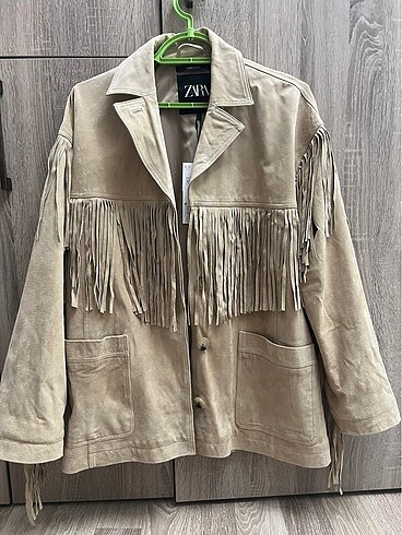 Zara Zara gerçek deri püsküllü ceket