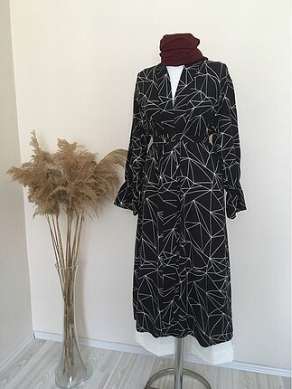 Siyah geometrik desen kimono