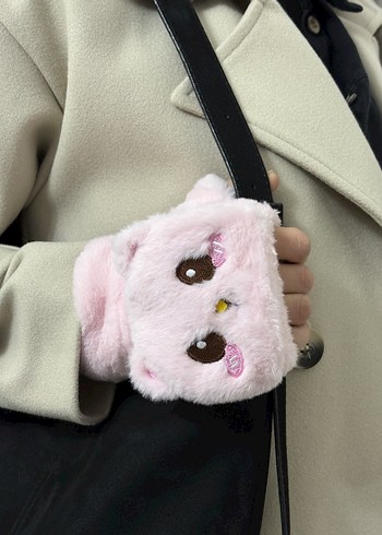 Pembe Peluş Rock Punk Kadın Eldiven - Görsel 4