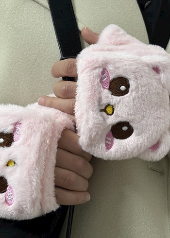 Pembe Peluş Rock Punk Kadın Eldiven - Görsel 2