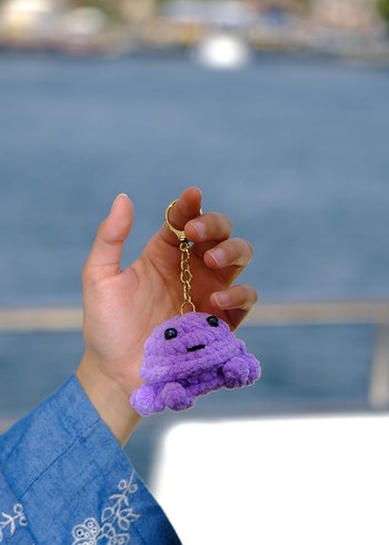 Beden mor Renk Mor Amigurumi Anahtarlık