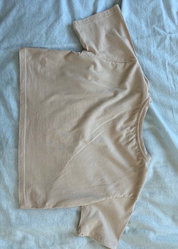 Bej Yuvarlak Yaka Kısa Kollu  Tişörtü - Görsel 2