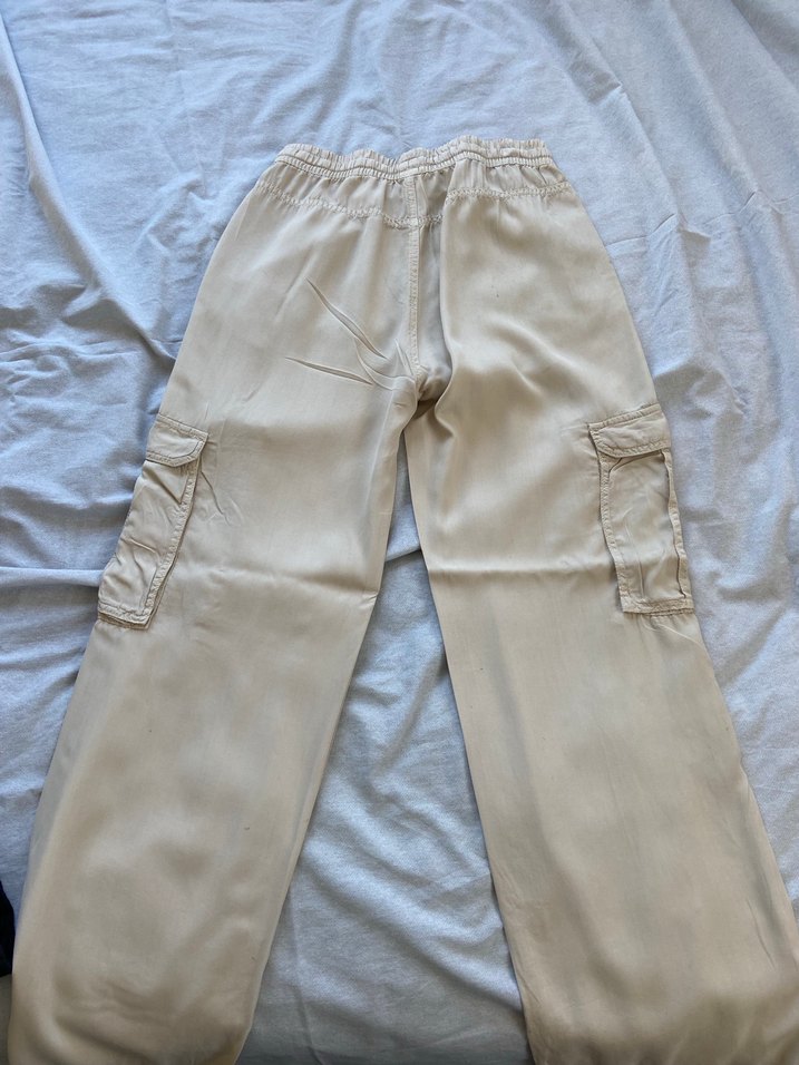 Bej Kadın Keten Rahat Kesim Pantolon - Görsel 4