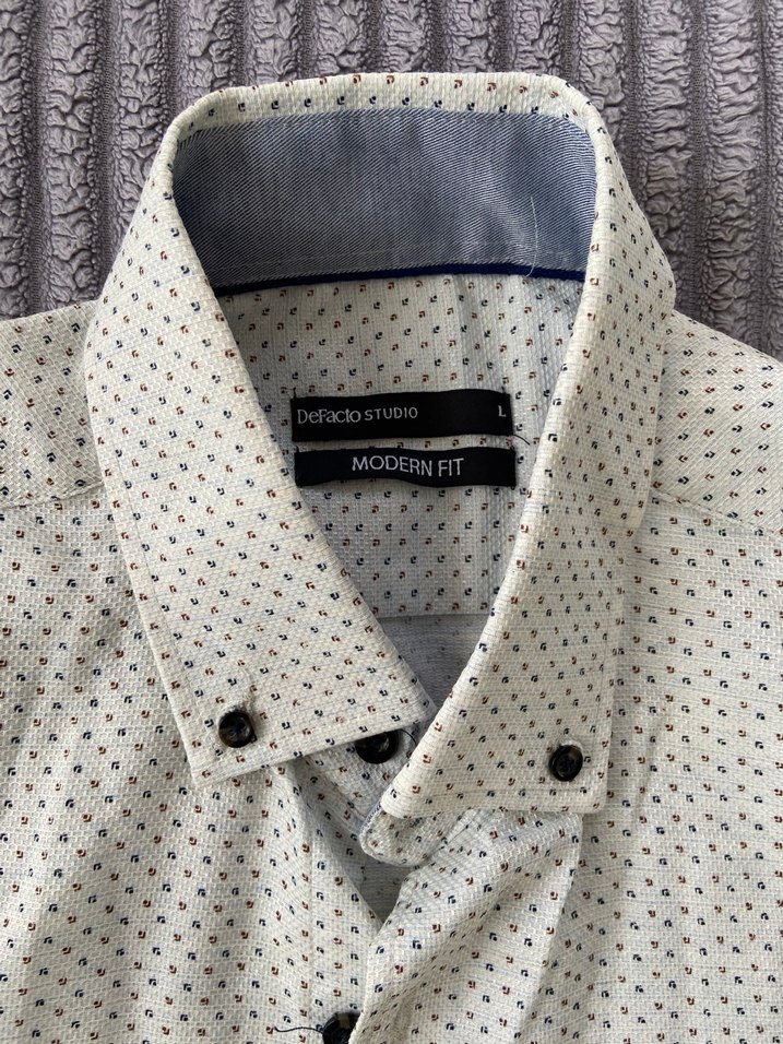 Düğmeli Beyaz Erkek Gömlek - Görsel 2