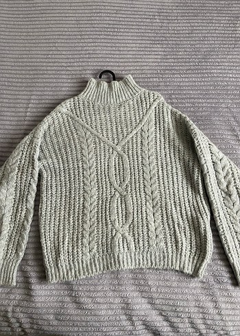 Gri Boğazlı Örgü Kadın Kazak - Görsel 3