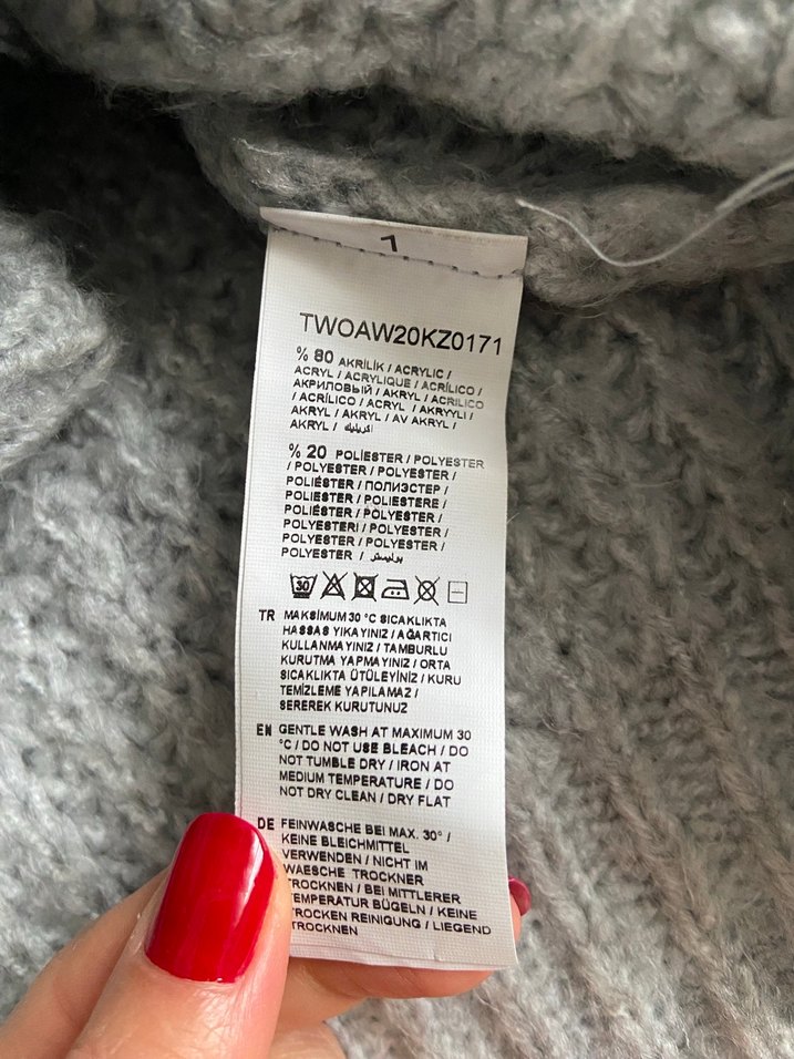 Gri Boğazlı Örgü Kadın Kazak - Görsel 5