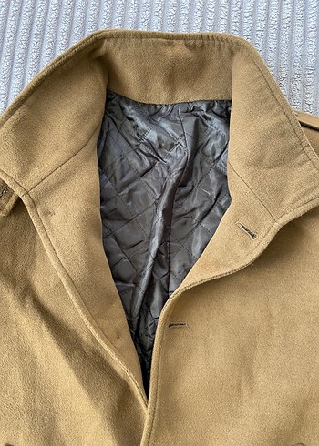 Düğmeli Bej Erkek Süet Kaban - Görsel 6