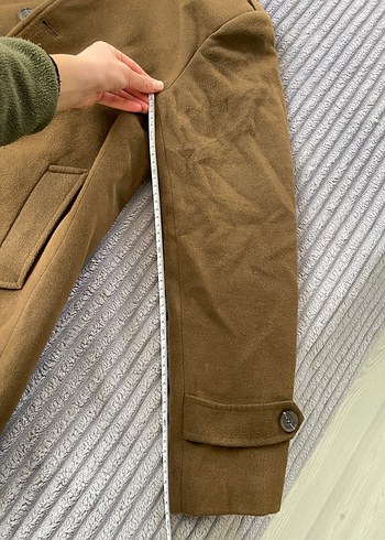 Düğmeli Bej Erkek Süet Kaban - Görsel 4