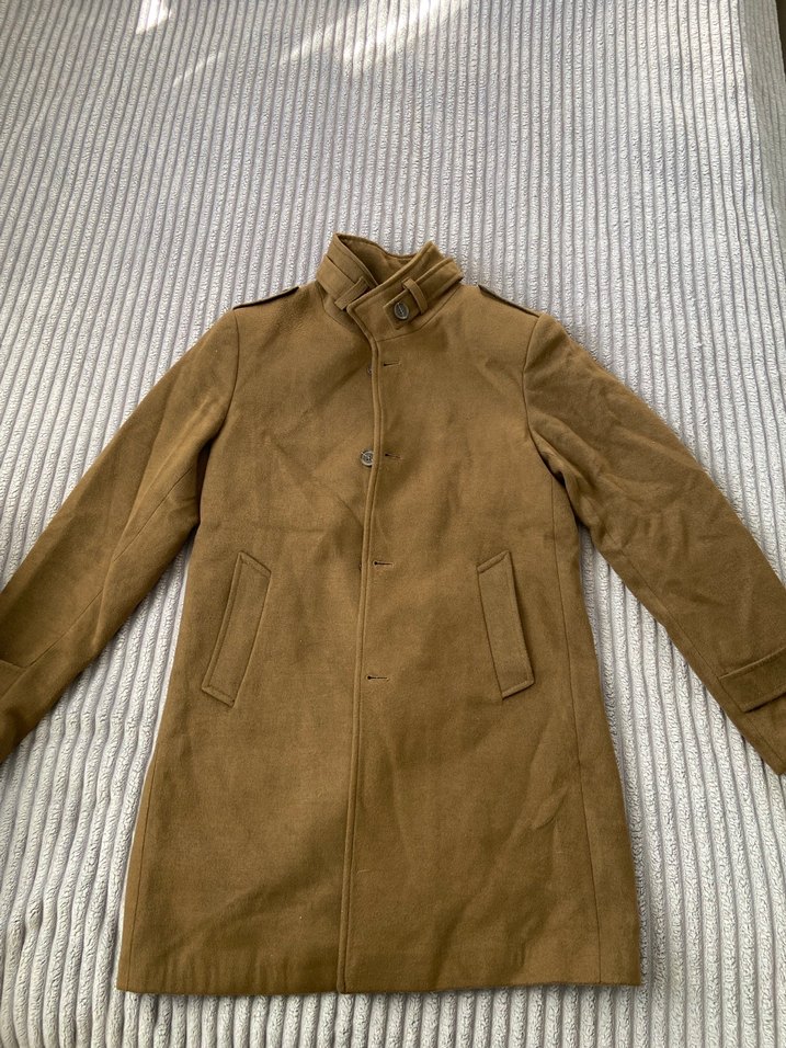 Düğmeli Bej Erkek Süet Kaban - Görsel 3