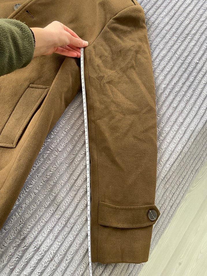 Düğmeli Bej Erkek Süet Kaban - Görsel 4