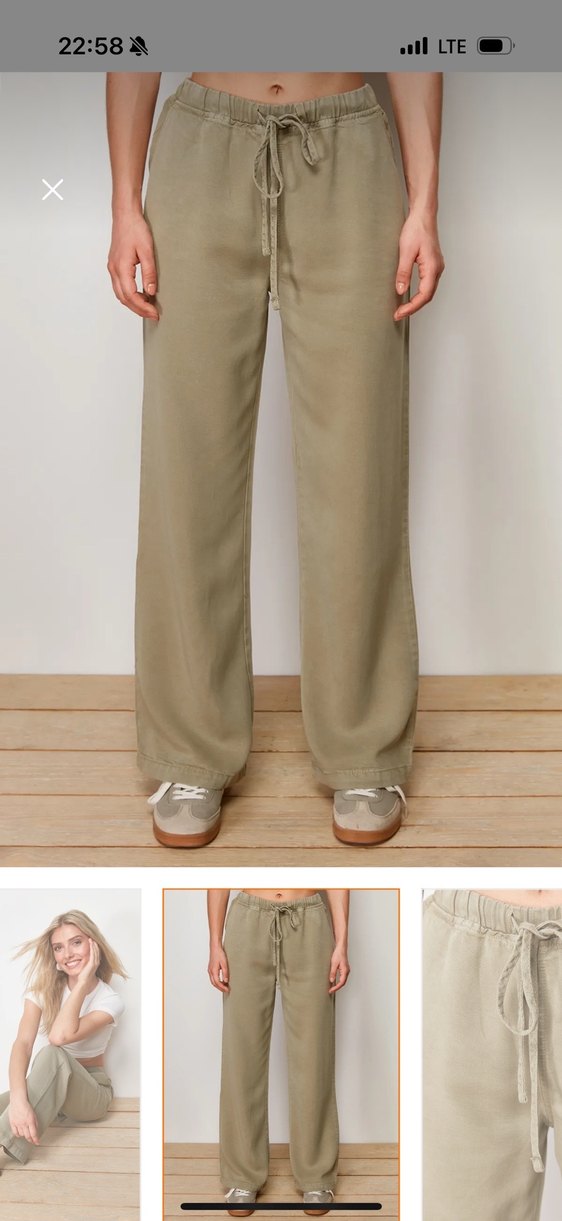 Milla haki tensel yüksek bel pantolon - Görsel 3