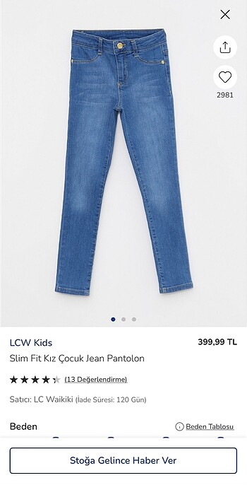 Lc Waikiki Kız Çocuk Kot Pantolon