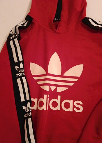 Kırmızı Adidas Baskılı Erkek Sweatshirt - Görsel 2