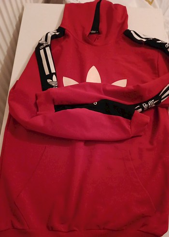 Kırmızı Adidas Baskılı Erkek Sweatshirt - Görsel 4