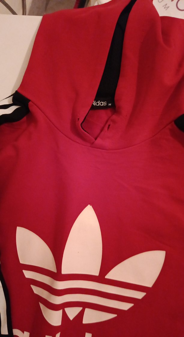 Kırmızı Adidas Baskılı Erkek Sweatshirt - Görsel 3