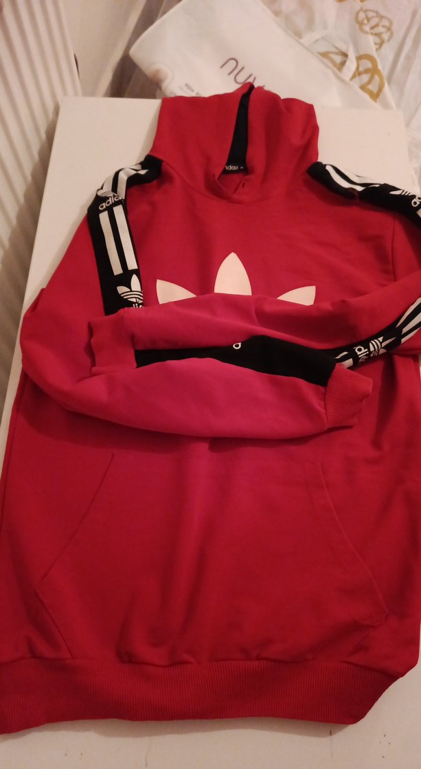 Kırmızı Adidas Baskılı Erkek Sweatshirt - Görsel 4