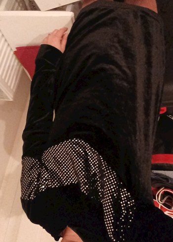 Uzun Kollu Siyah Kadife Tunik - Görsel 4