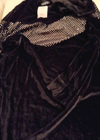 Uzun Kollu Siyah Kadife Tunik - Görsel 2