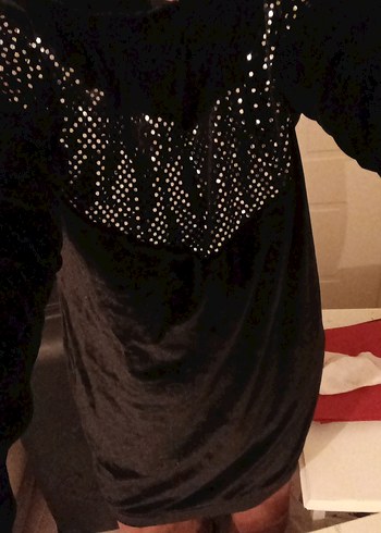 Uzun Kollu Siyah Kadife Tunik - Görsel 5