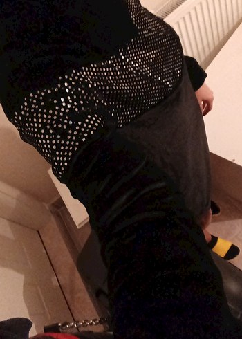 Uzun Kollu Siyah Kadife Tunik - Görsel 6