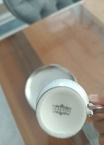 Beden beyaz Renk Gri Desenli Beyaz Porselen Fincan Takımı