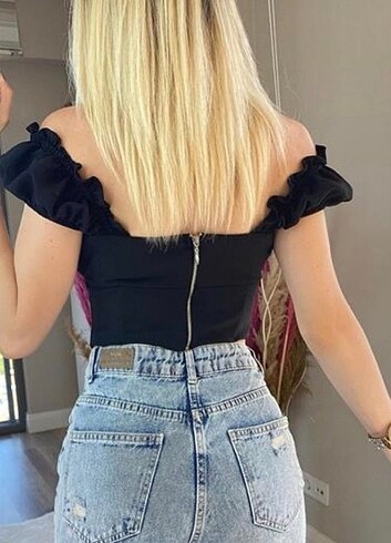 Diğer Kuş gözü bağcıklı crop bluz