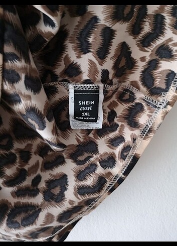 50 Beden Shein leopar desenli gömlek