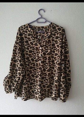 Shein leopar desenli gömlek