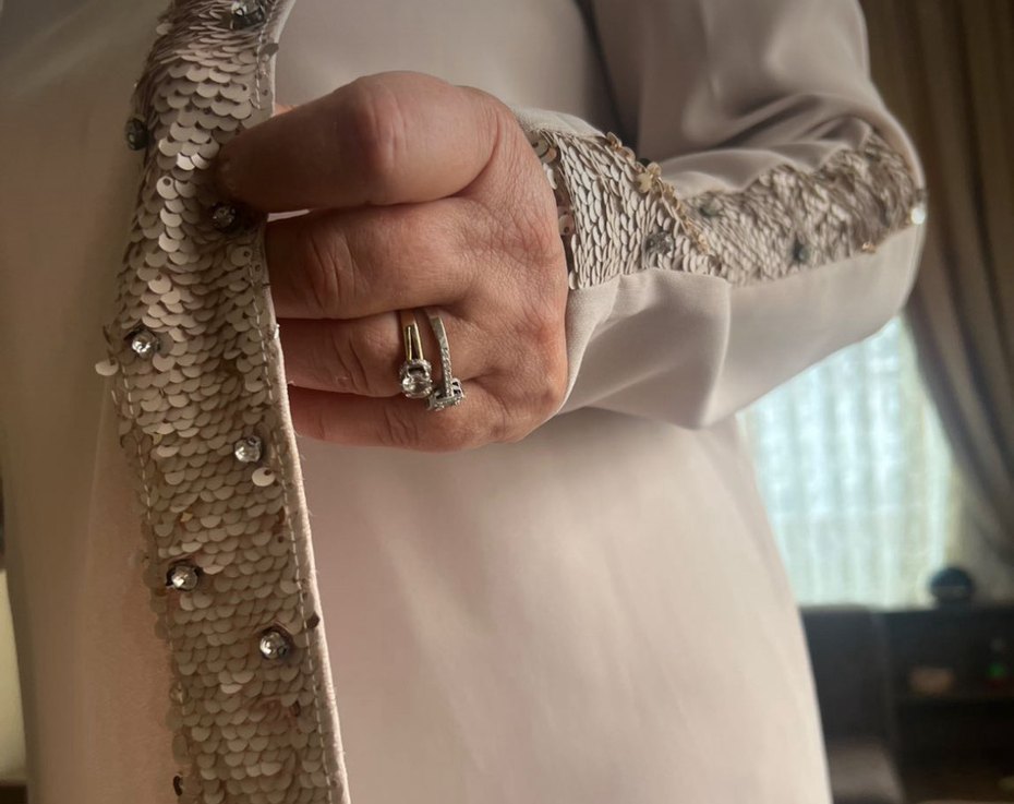 Bej Uzun Kollu Drapeli Kadın Tunik ve pantolon - Görsel 3