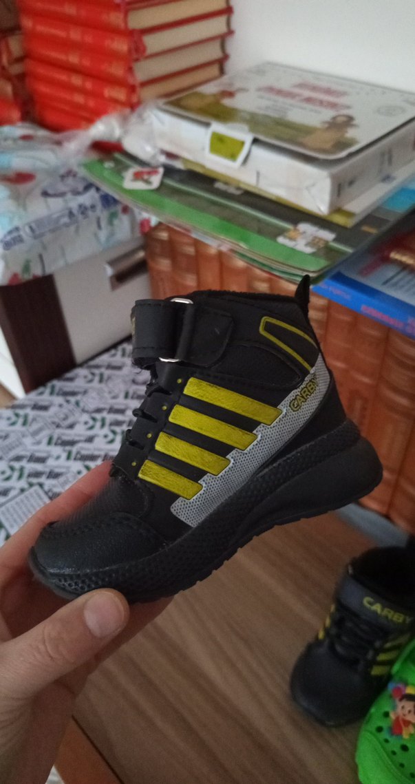 erkek Bebek bot 
Yeşil Baskılı Erkek Çocuk Terliği Velcro - Görsel 2