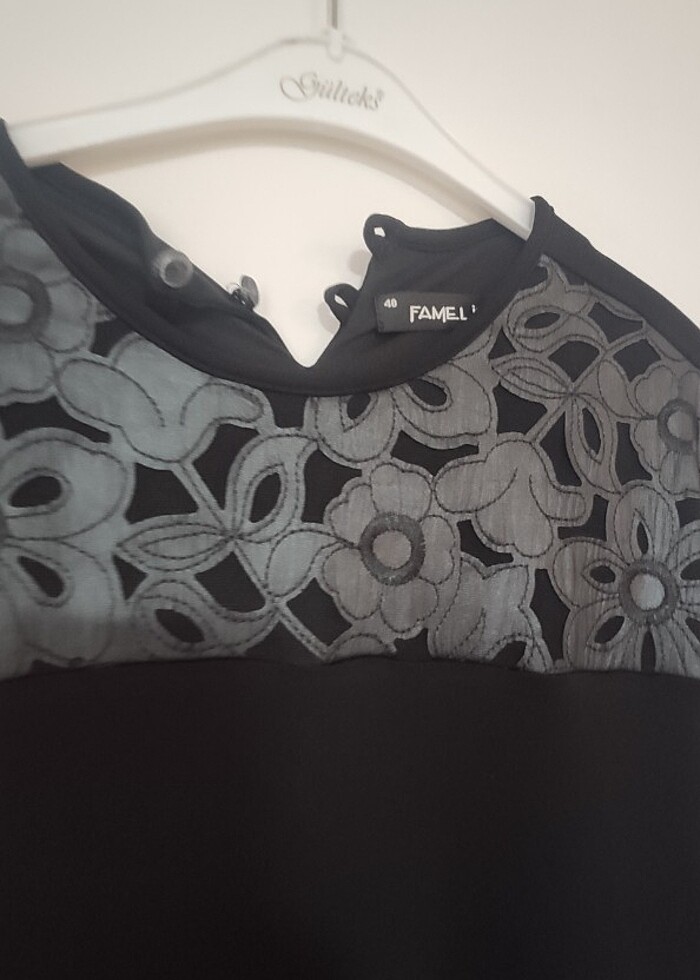 Deri detayli sandy elbise  - Görsel 3