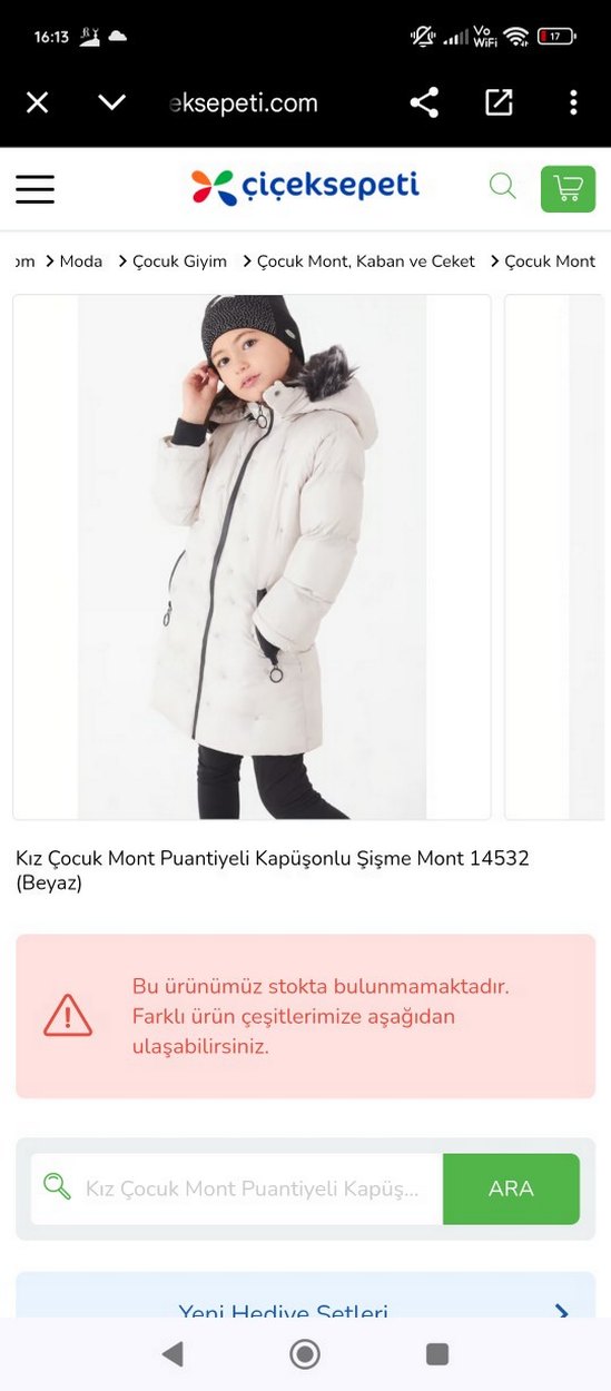 Kız Çocuk Beyaz Kapüşonlu Şişme Mont - Görsel 4