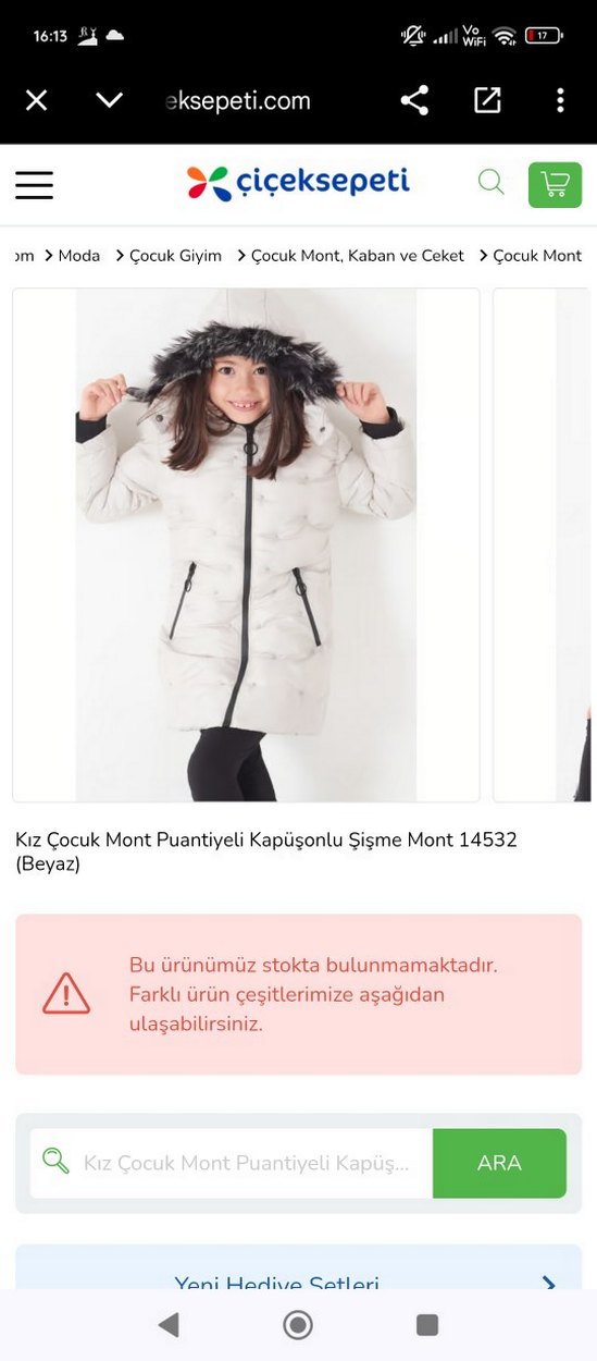 Kız Çocuk Beyaz Kapüşonlu Şişme Mont - Görsel 3