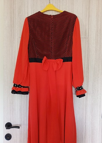 Diğer Kırmızı Vintage Uzun Kollu Elbise
