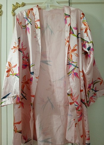 Bohem Çiçek Desenli Uzun Pembe Kadın Sabahlık - Görsel 2